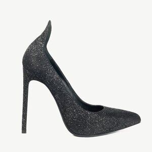 Saint Laurent Thorn Black Sparkle High-Counter Pointed-Toe Pumps